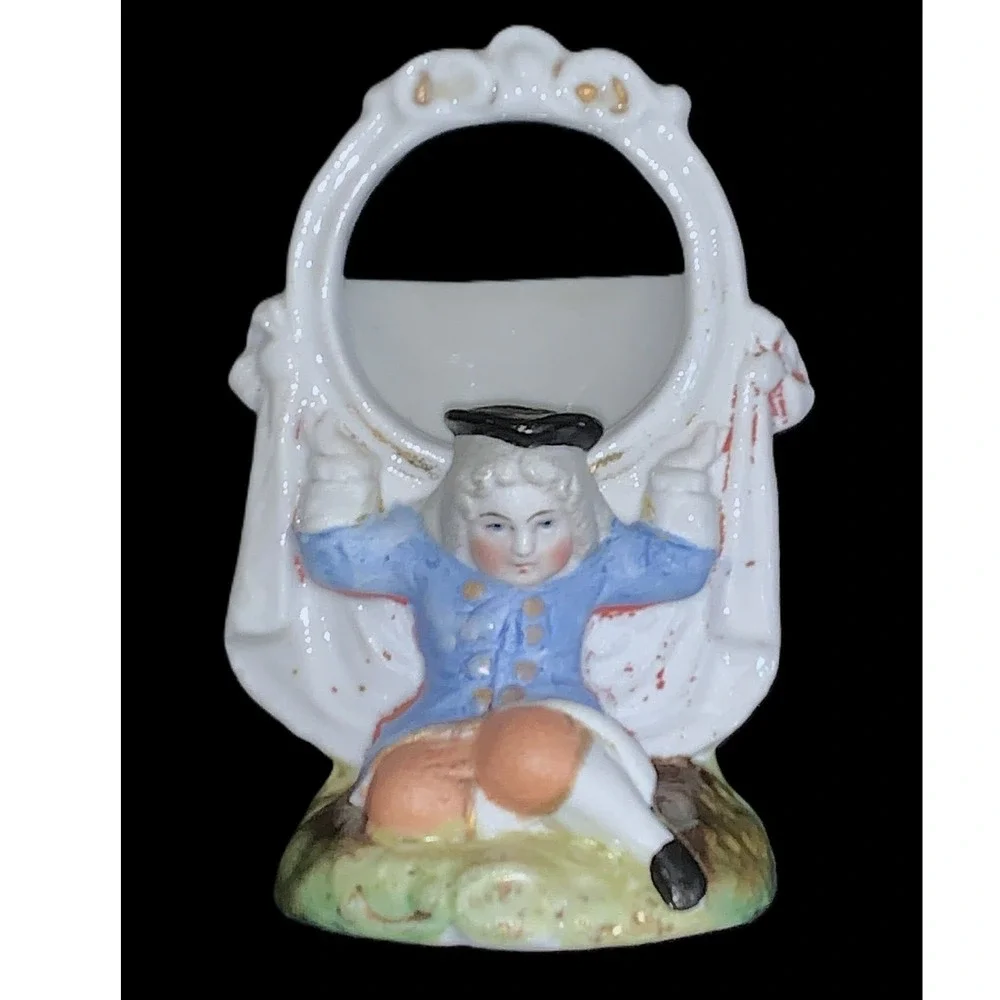 Antique Late 19th Century German Porcelain Figural Spill Vase Cigar Fairing Vtg